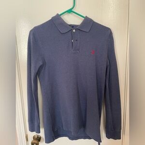 Boy's Long Sleeve Polo by Ralph Lauren in Heather Navy